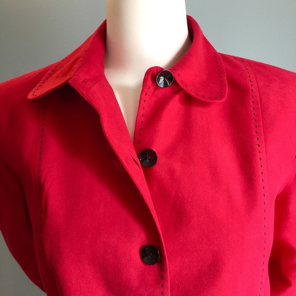 Clearance! Alfred Dunner Red Ultrasuede Blazer - Picture 3 of 9